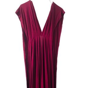 Dark red draped gown